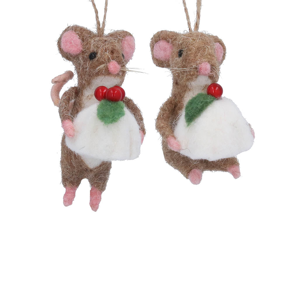 Mouse with Pudding Wool Decoration