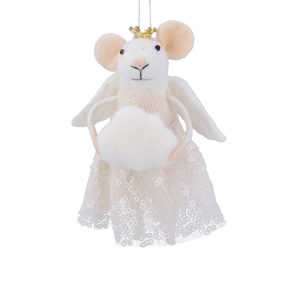 White Mouse Angel Wool Decoration