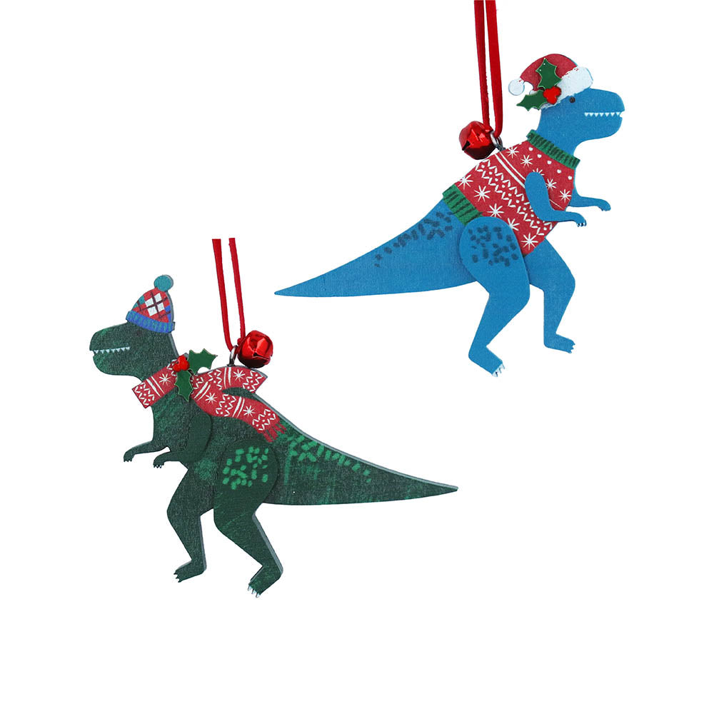 Jolly T-Rex Wooden Decoration