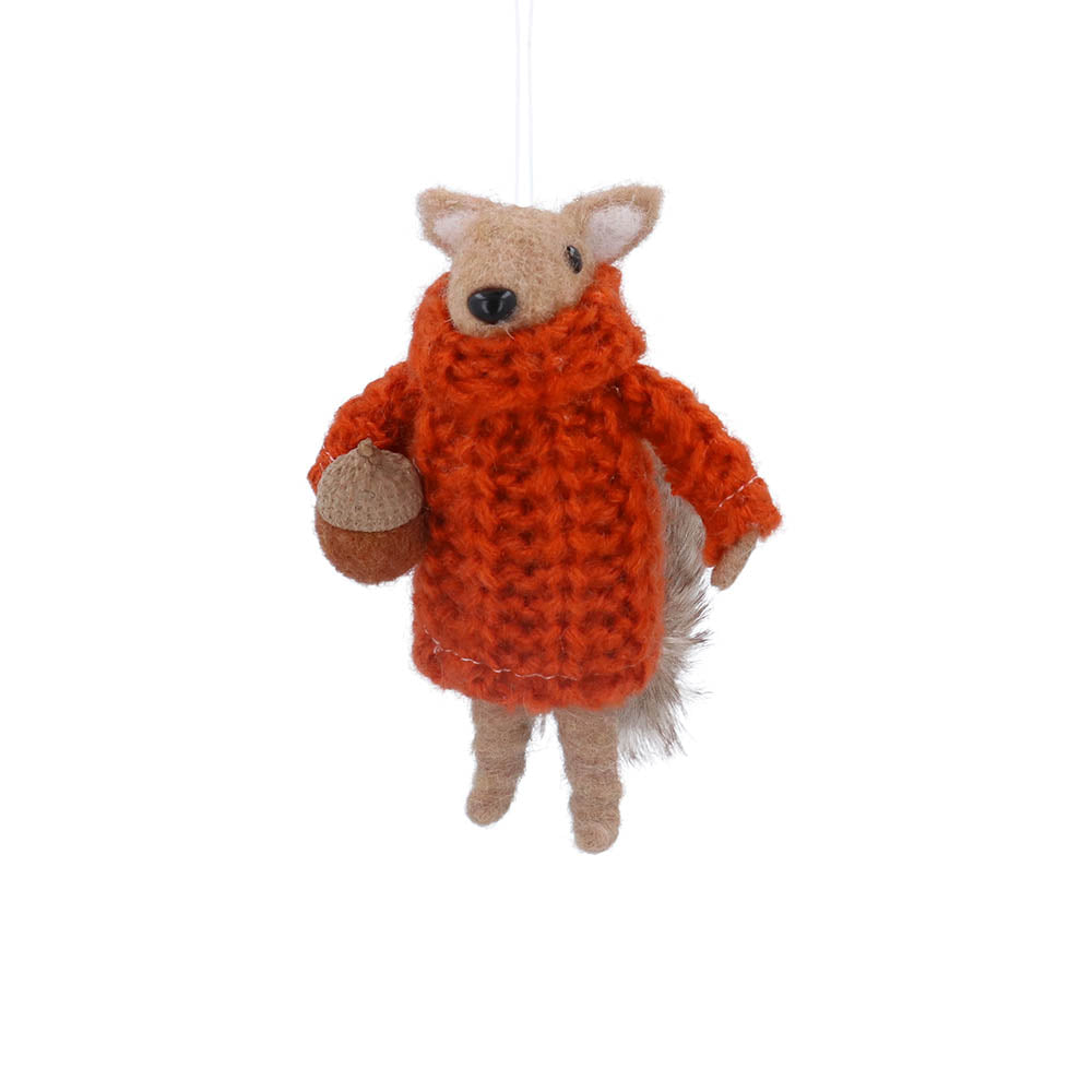 Squirrel in Orange Jumper Wool Decoration