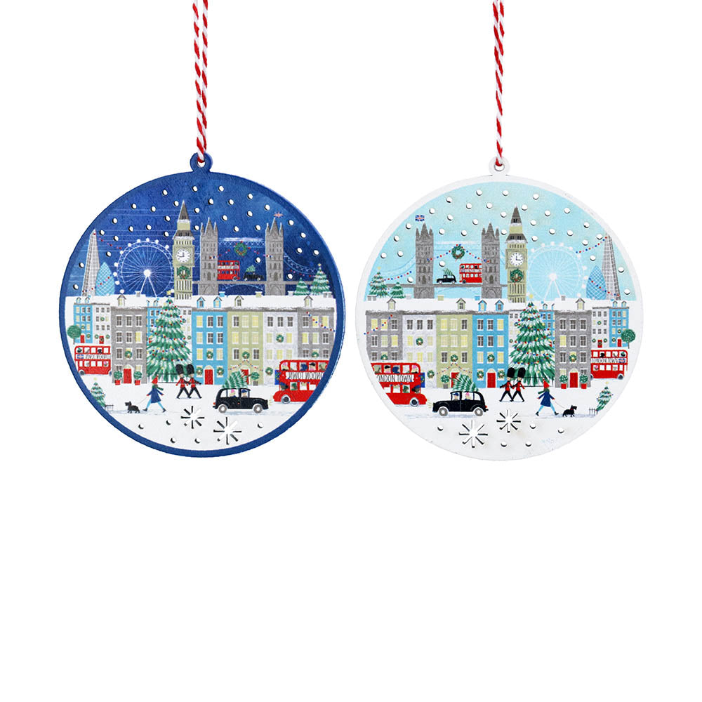 London Scene Wooden Disc Decoration