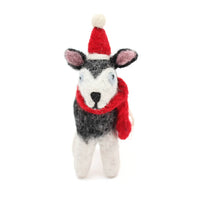 Husky with Hat & Scarf Felt Decoration