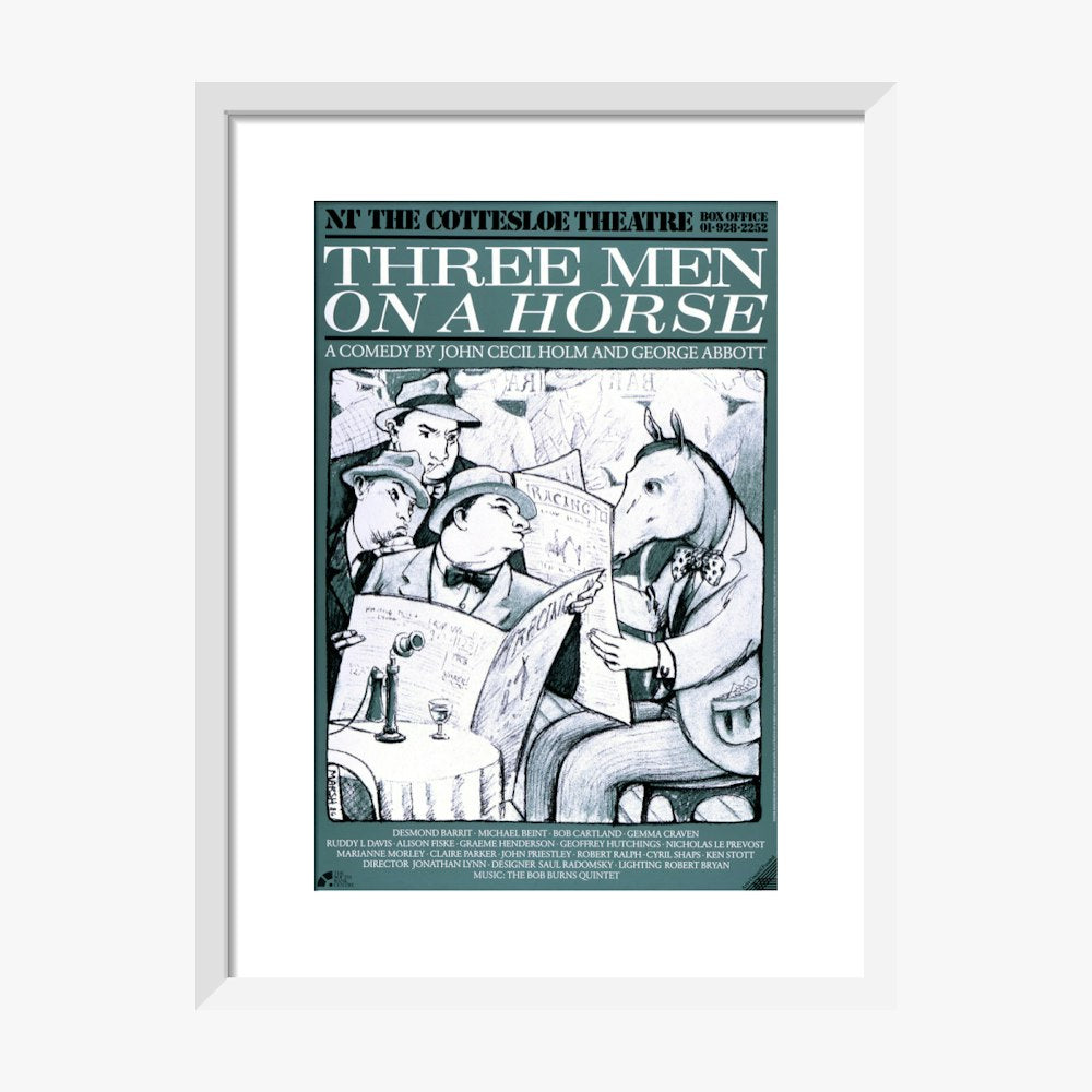 Three Men on a Horse 1987 Print