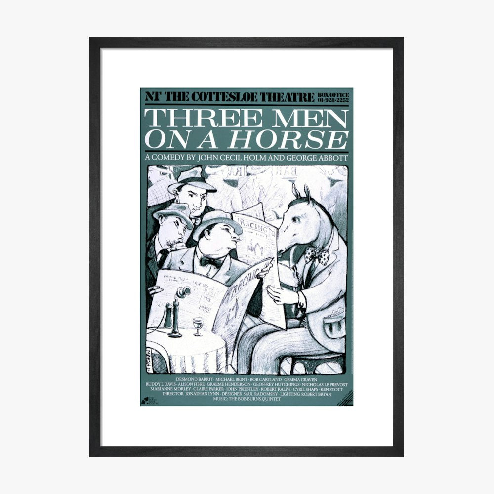 Three Men on a Horse 1987 Print