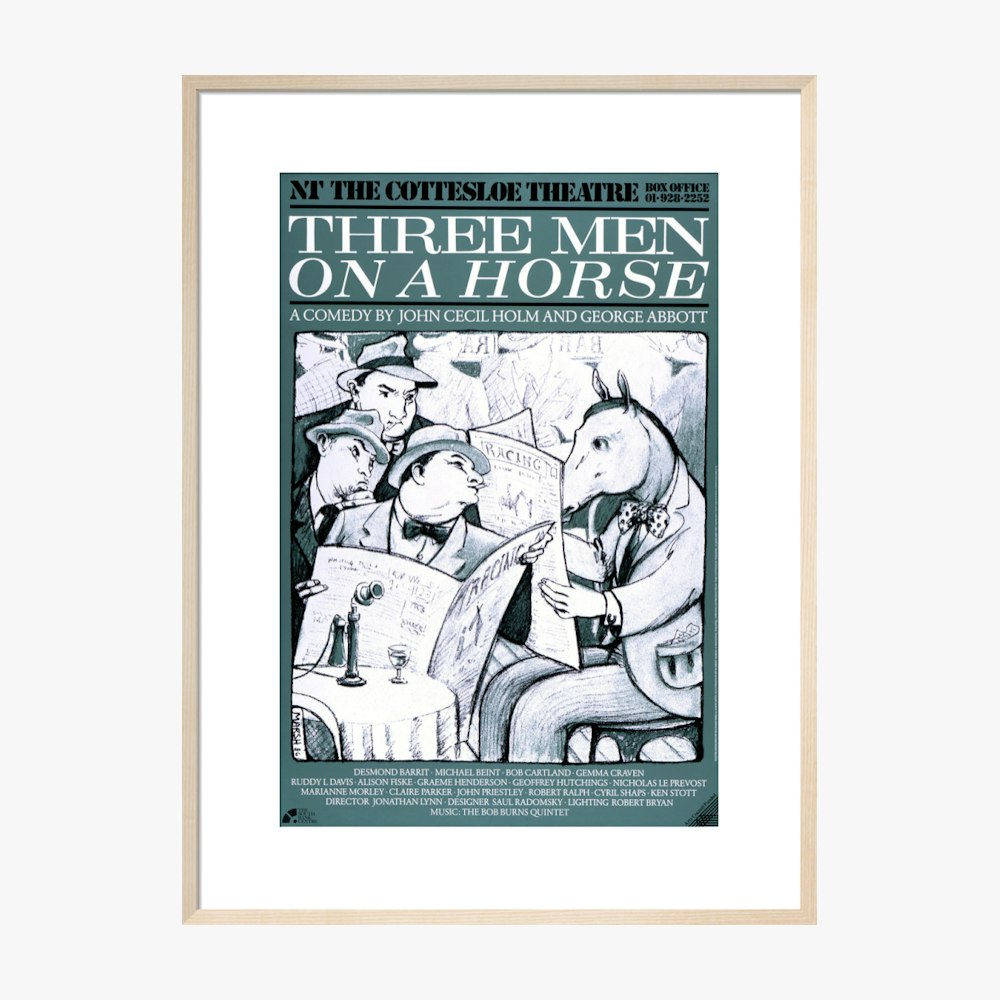 Three Men on a Horse 1987 Print