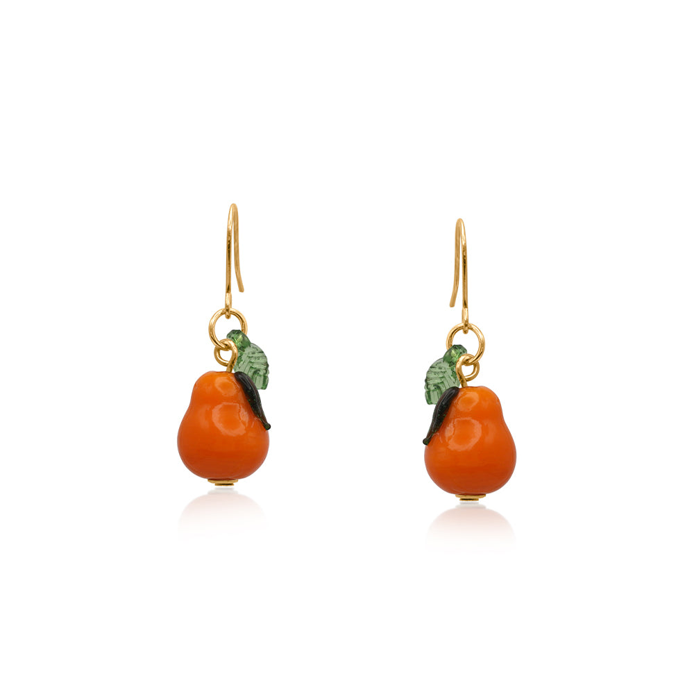 Drop Earrings - Orange Pear