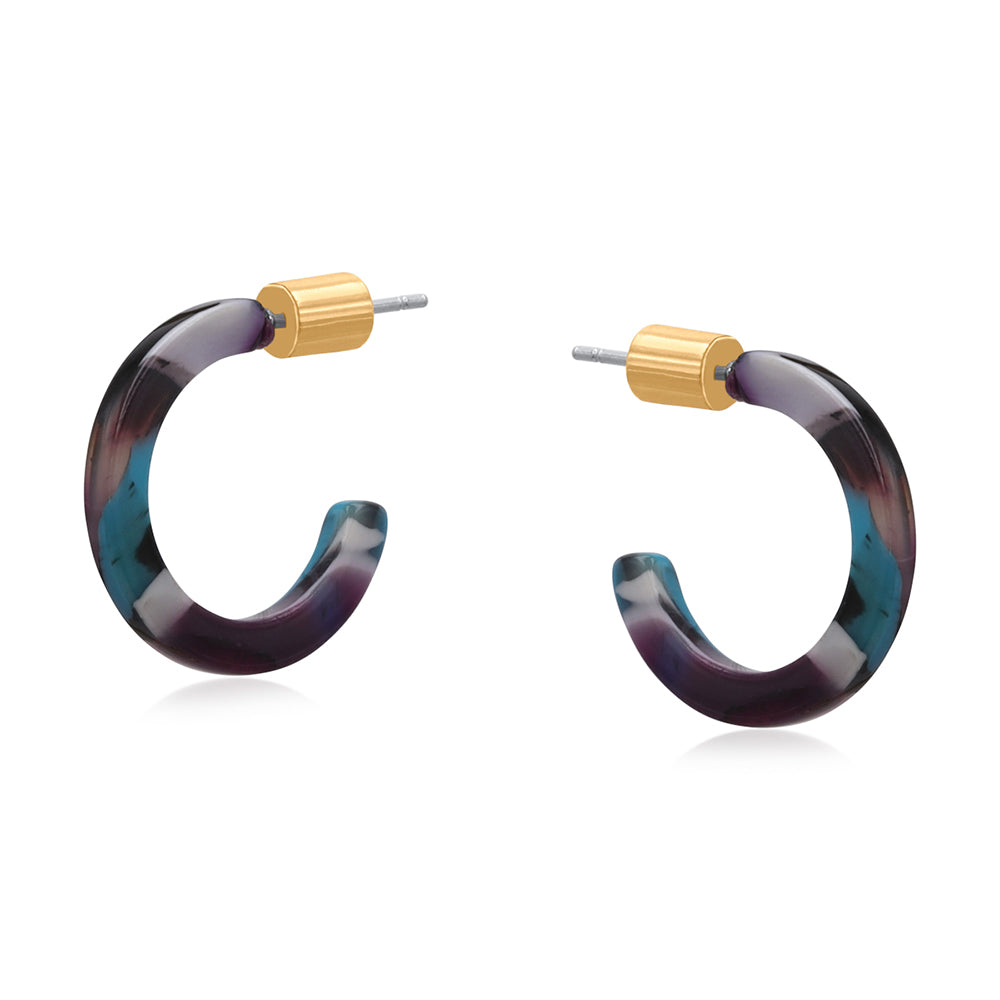 Resin Hoop Earrings - Blue/Lilac