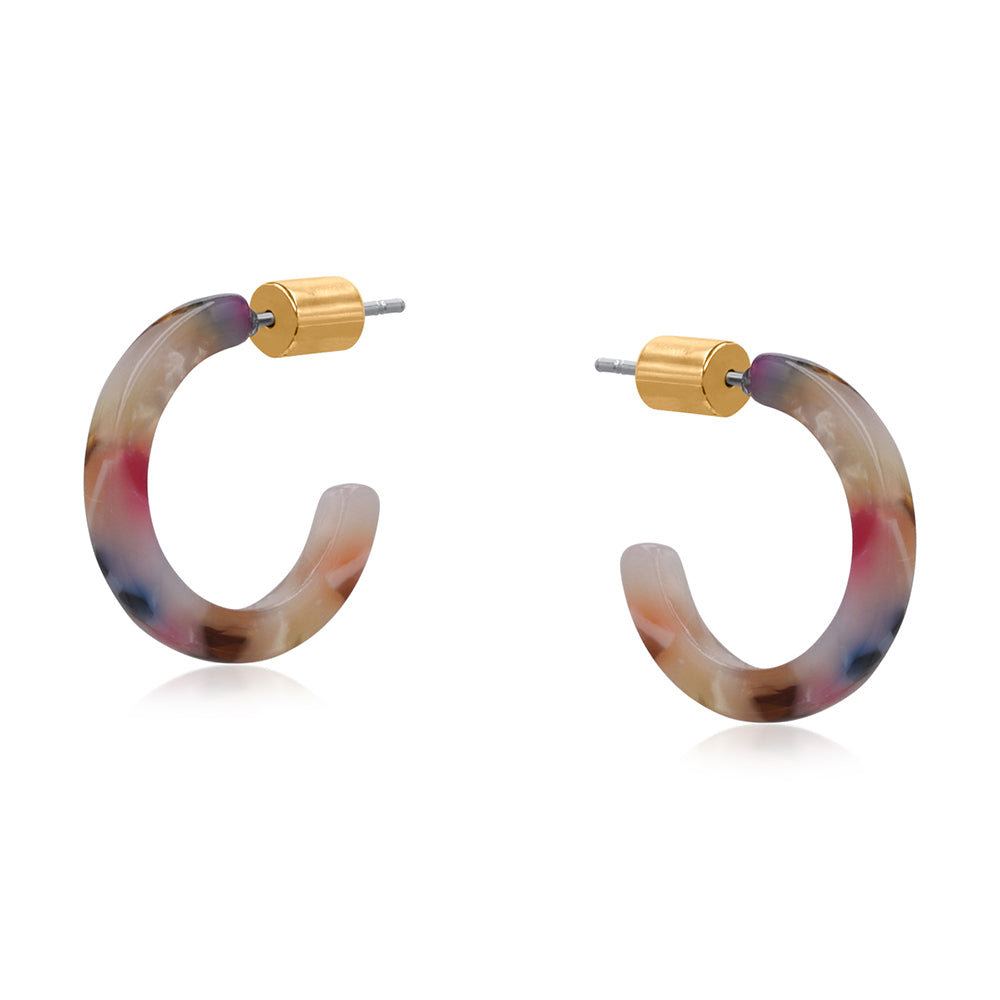 Resin Hoop Earrings - Pink/Blue