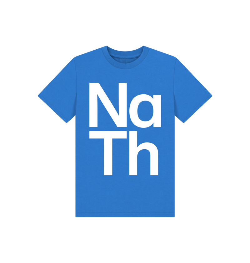 Bright Blue Printed Kids T-Shirt Front