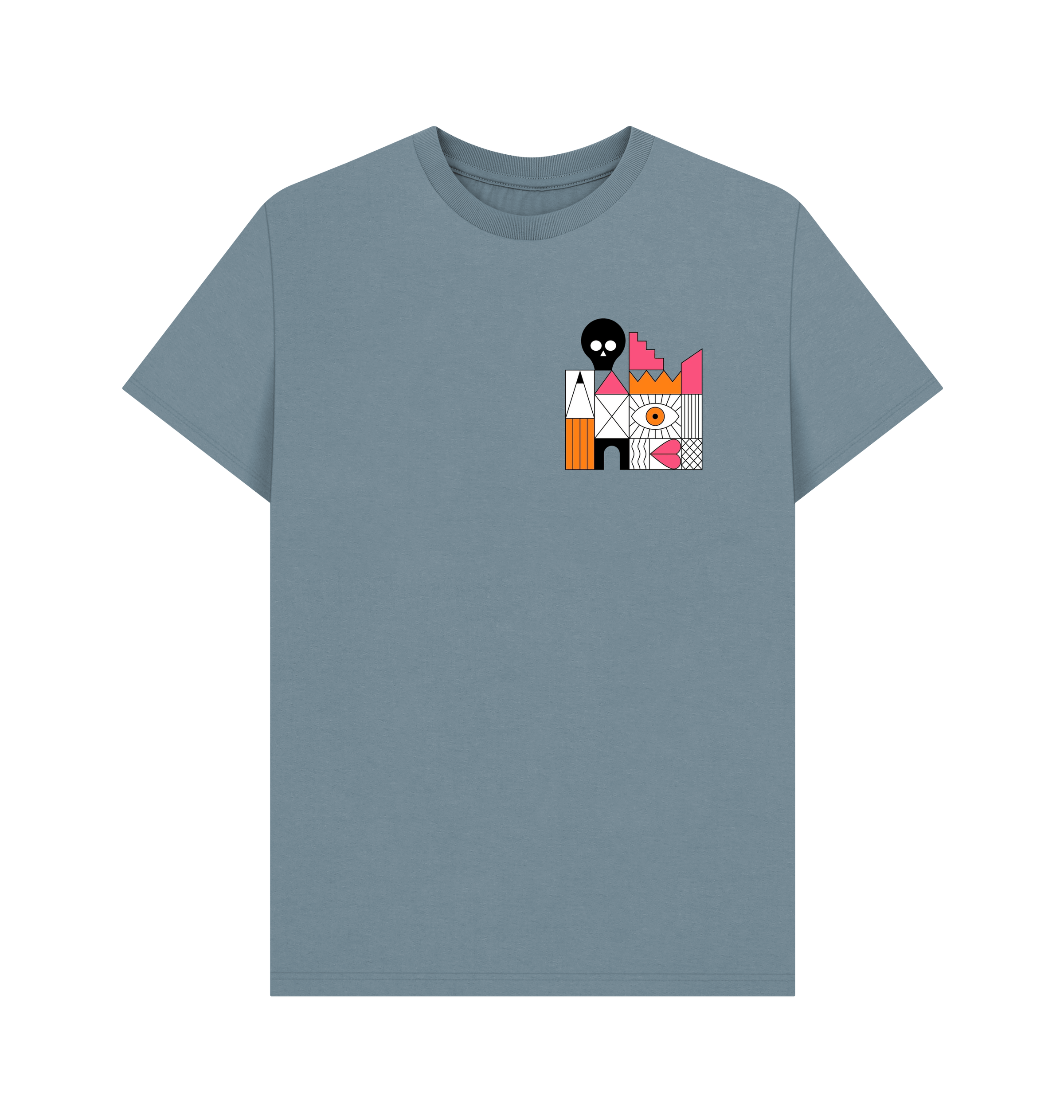 Stone Blue Printed T-shirt Front