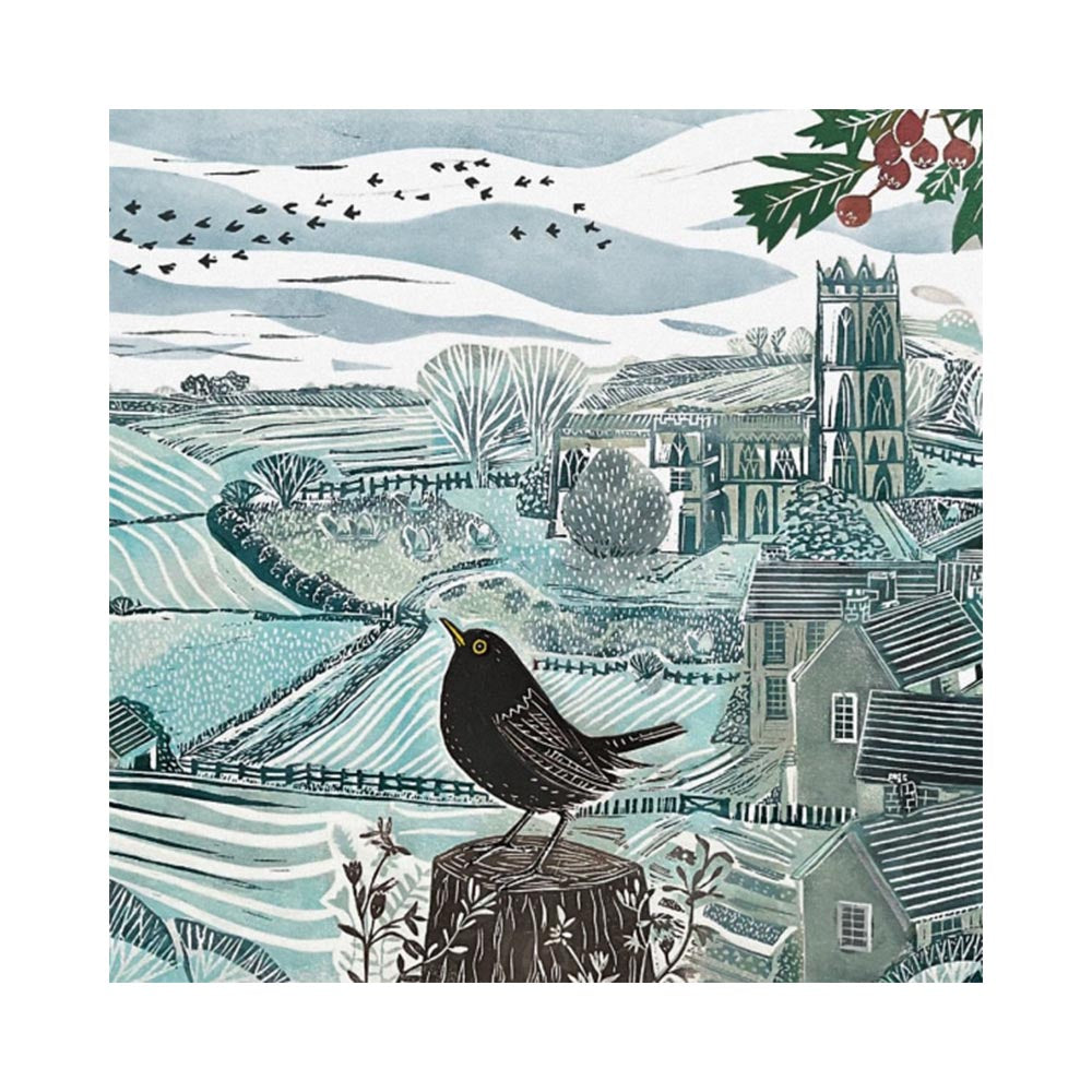 Winter Blackbird Christmas Cards - Pack of 5