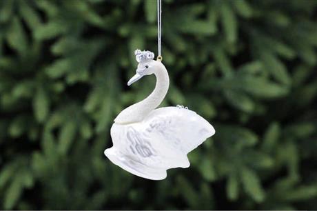 Glass White Swan Decoration