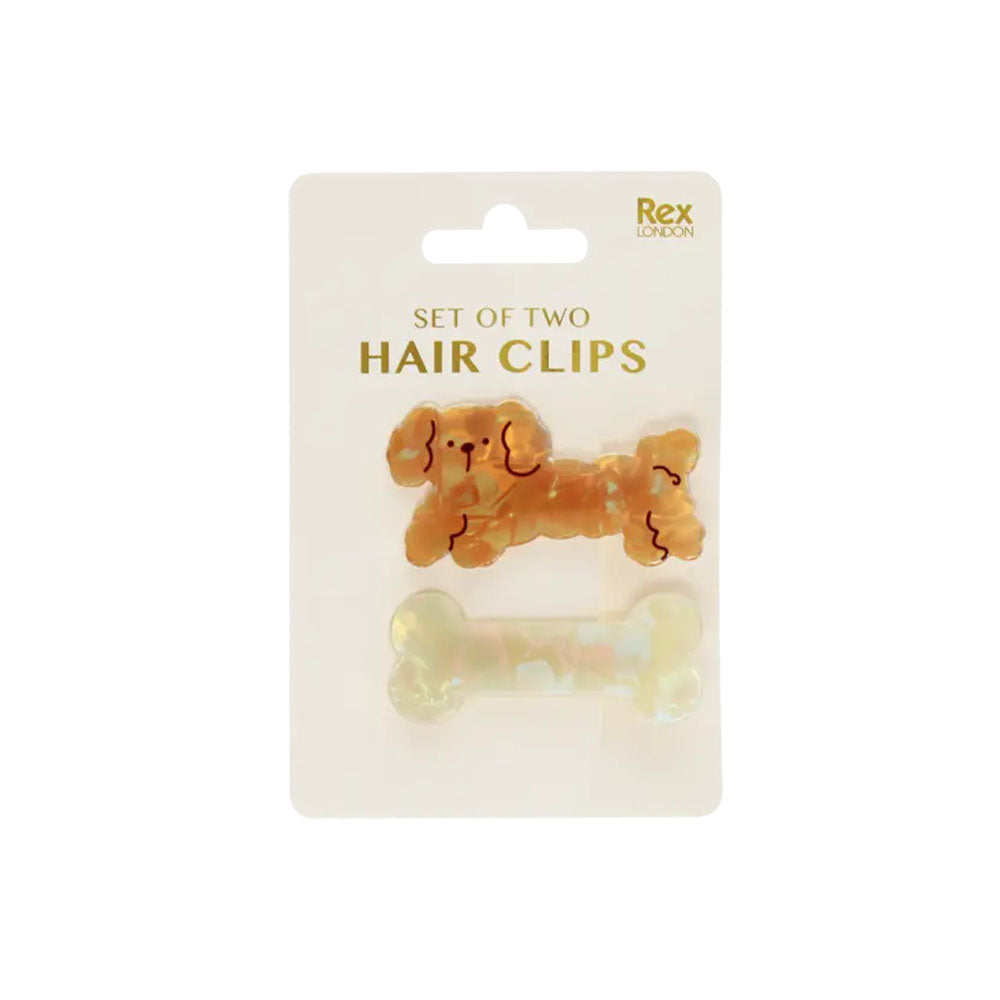 Dog and Bone Hair Clips - Set of 2