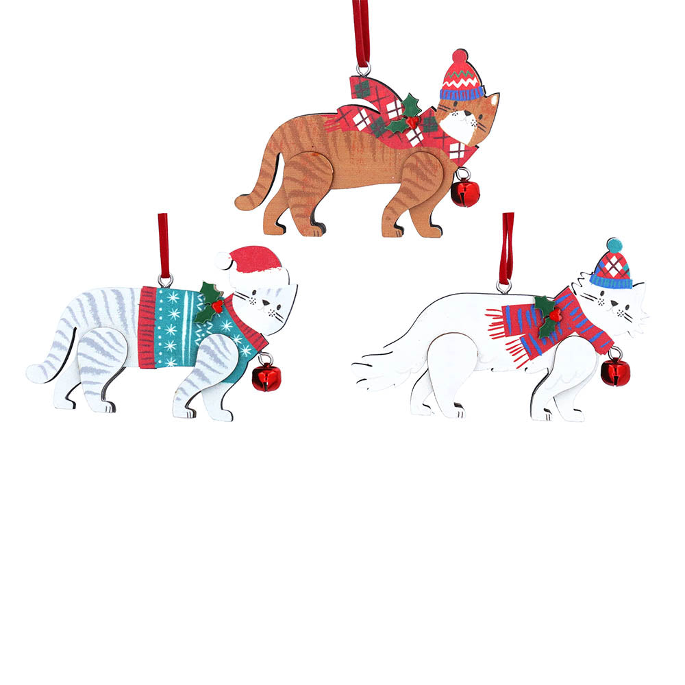 Jolly Cats Wooden Decoration