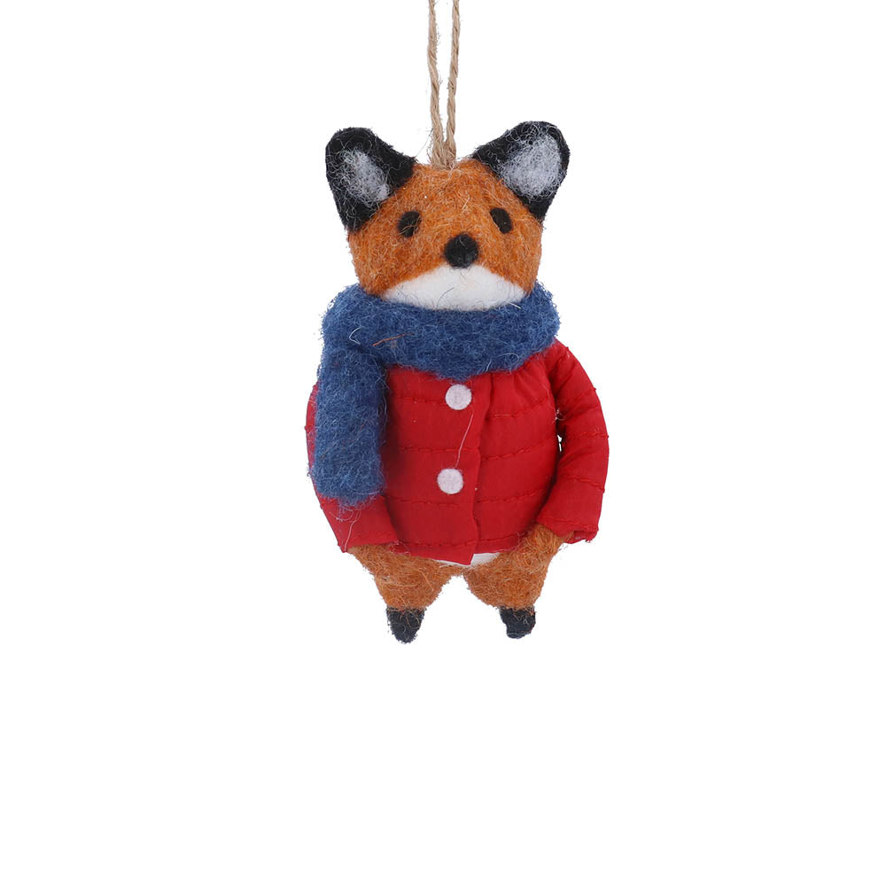 Fox with Red Coat Wool Decoration