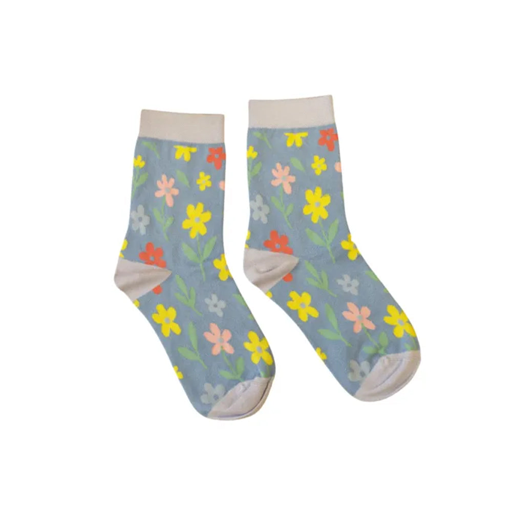 Blue Daisy Bamboo Socks