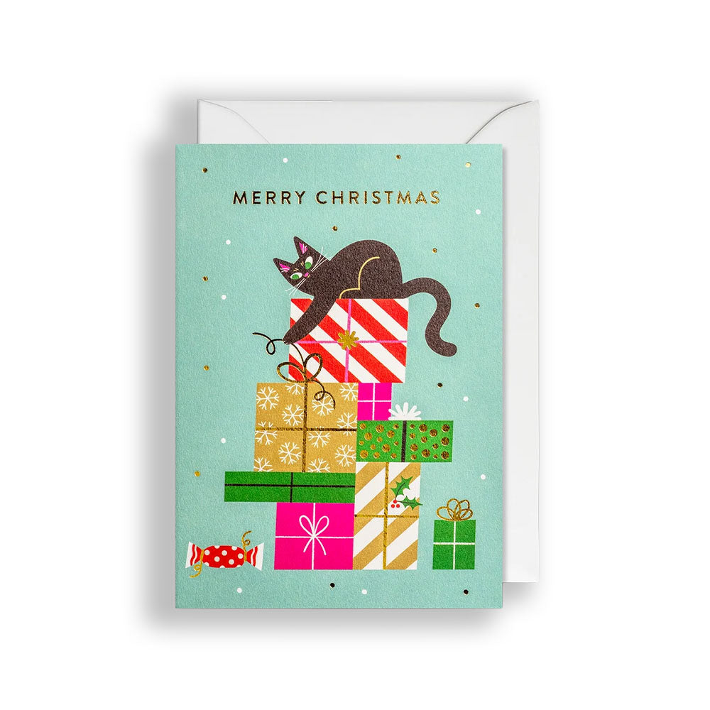 Cat on Presents Card