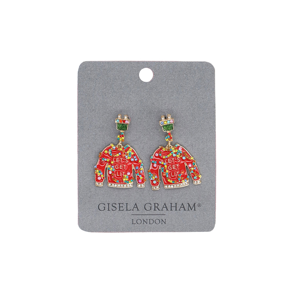 Enamel Christmas Jumper Earrings