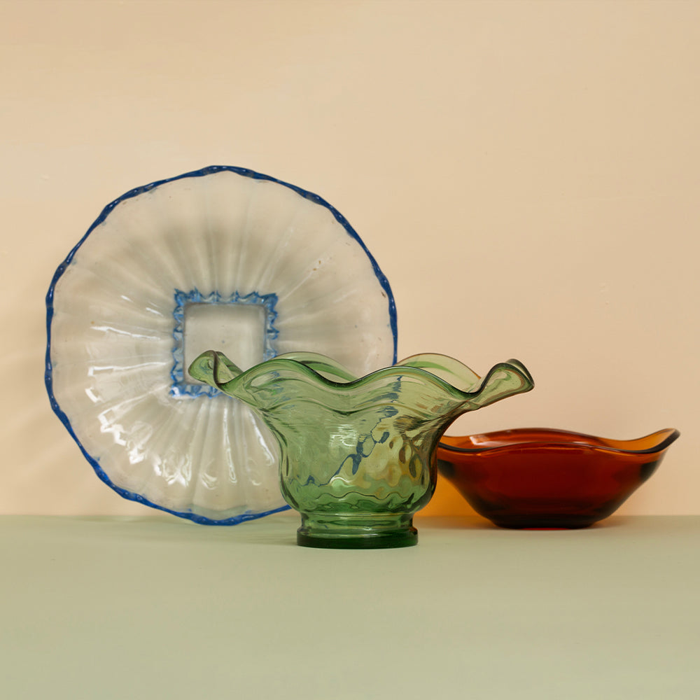 Anna - Green Fluted Glass Bowl