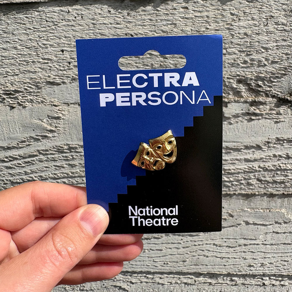 Gold Comedy Tragedy Masks Pin Badge