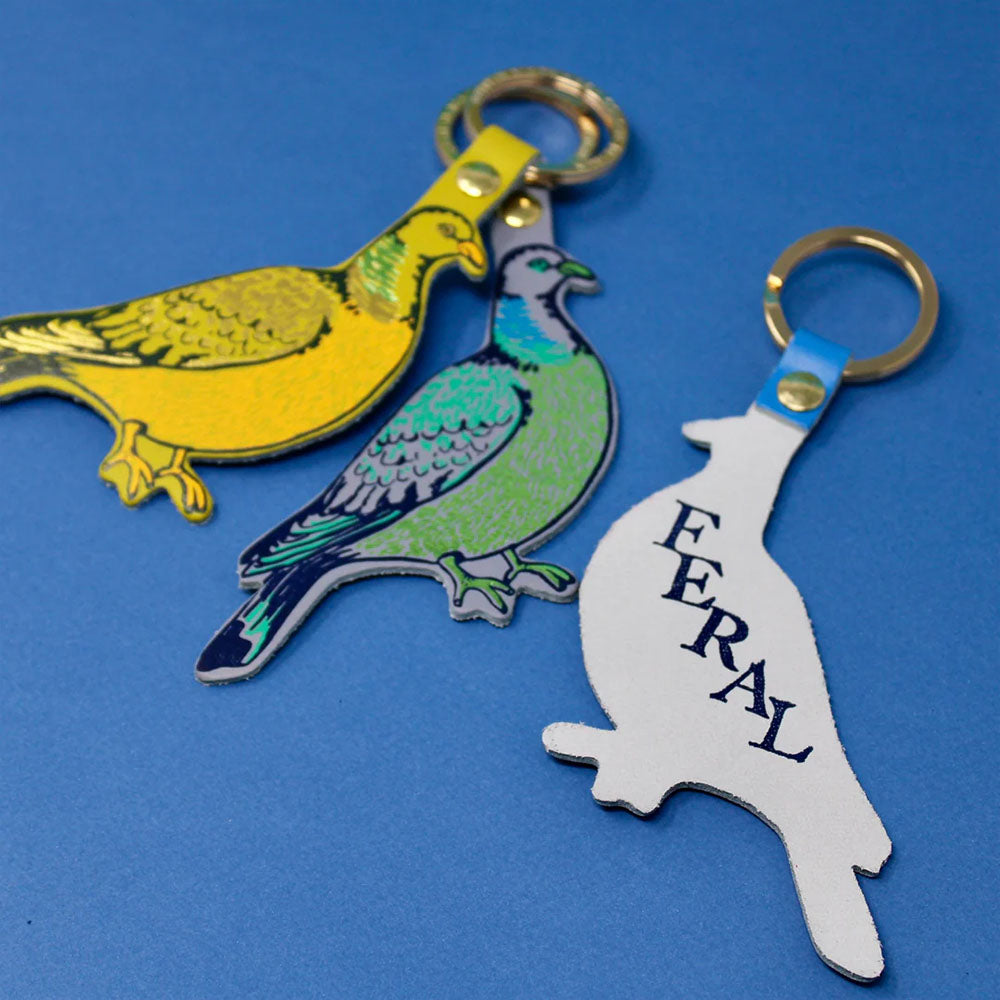 Feral Pigeon Leather Key Ring