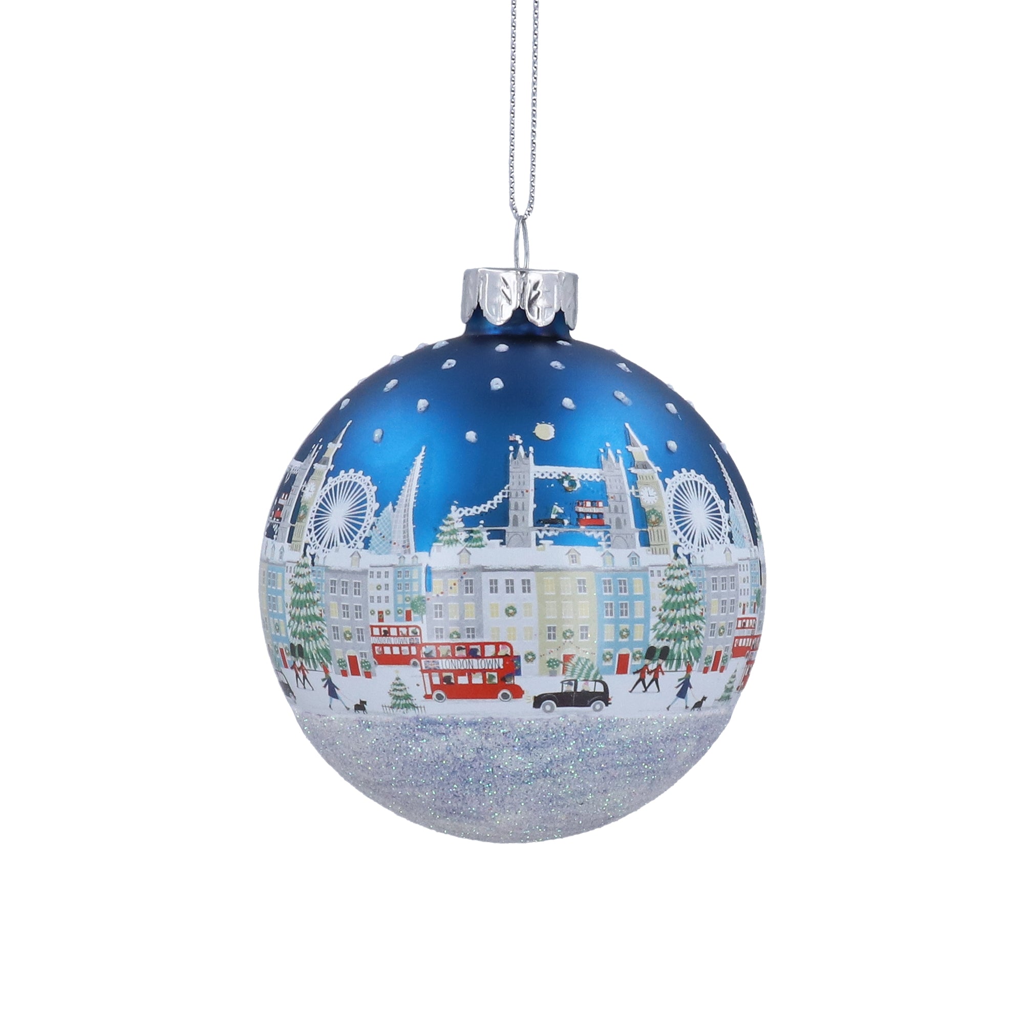 Glass Blue London Scene Decoration