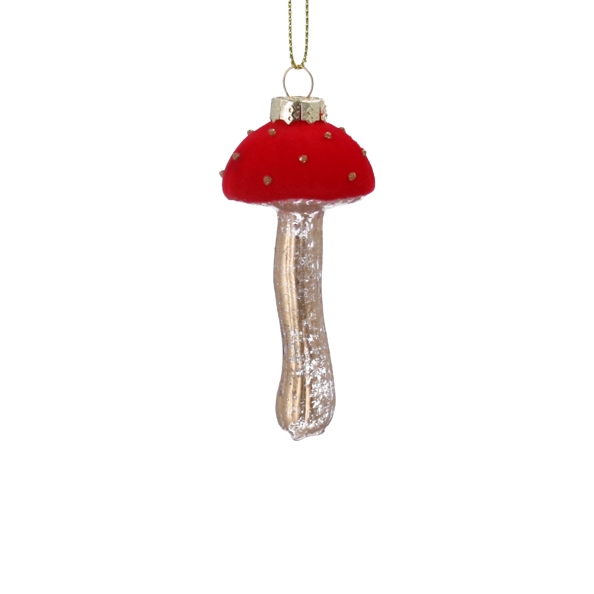 Glass Red and Gold Toadstool Decoration