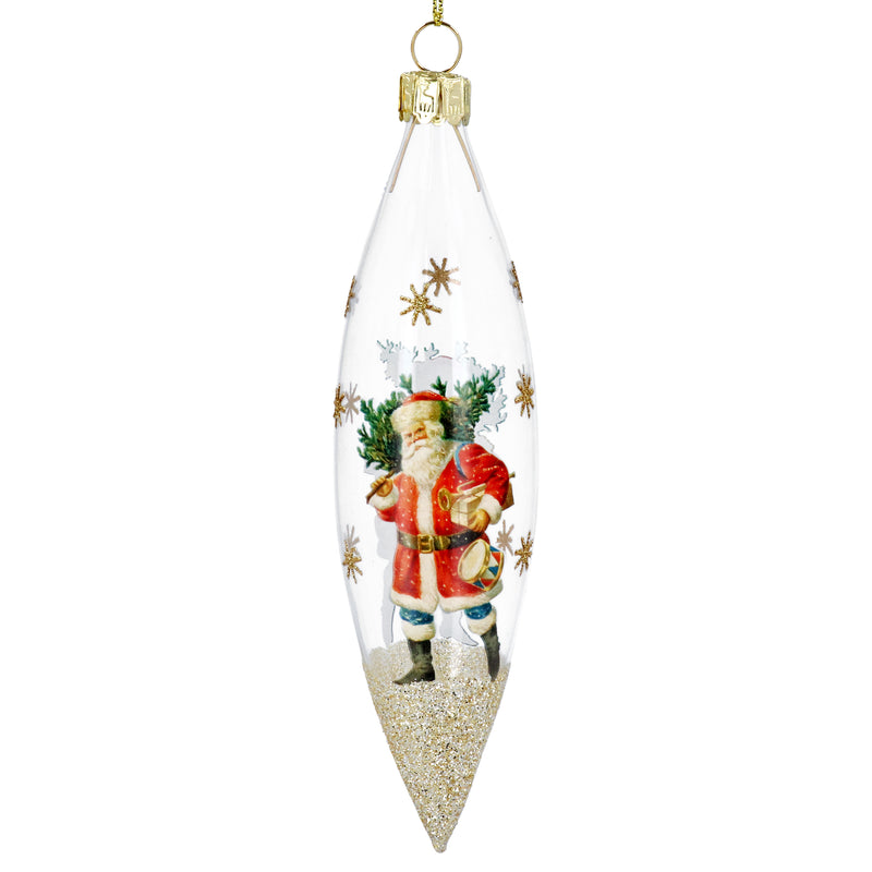 Clear Teardrop with Santa