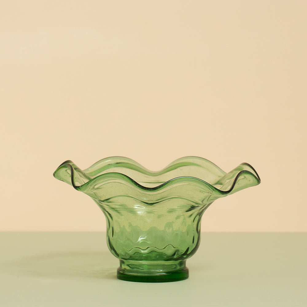 Anna - Green Fluted Glass Bowl
