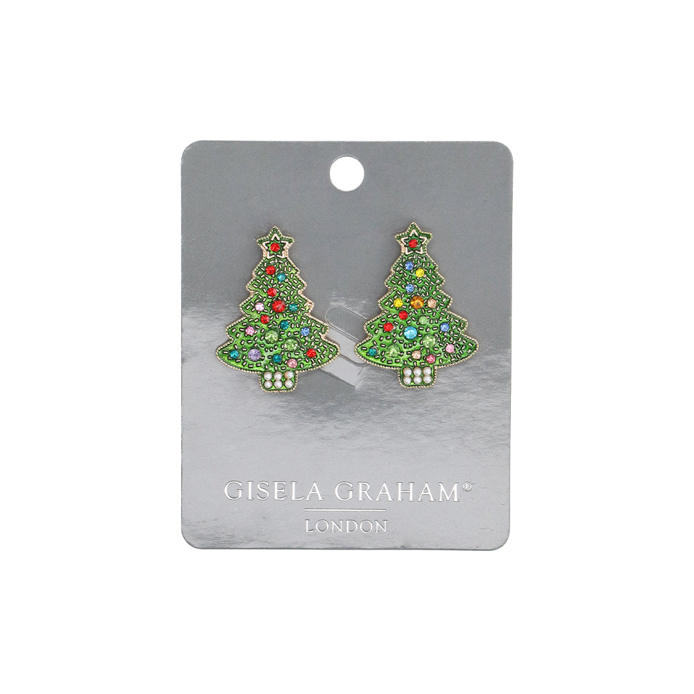 Jewelled Christmas Tree Earrings