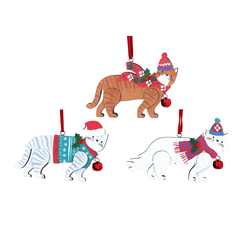Jolly Cats Wooden Decoration