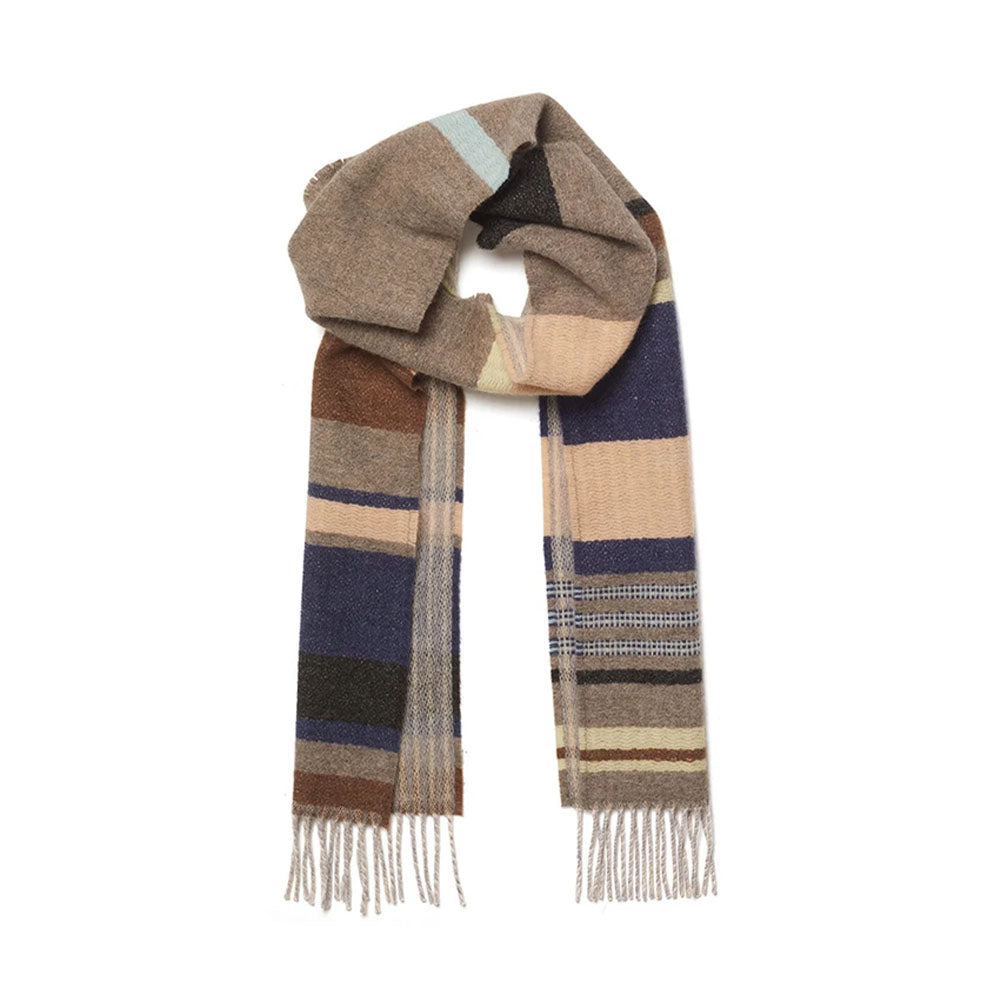 Lambswool Striped Scarf - Oyster
