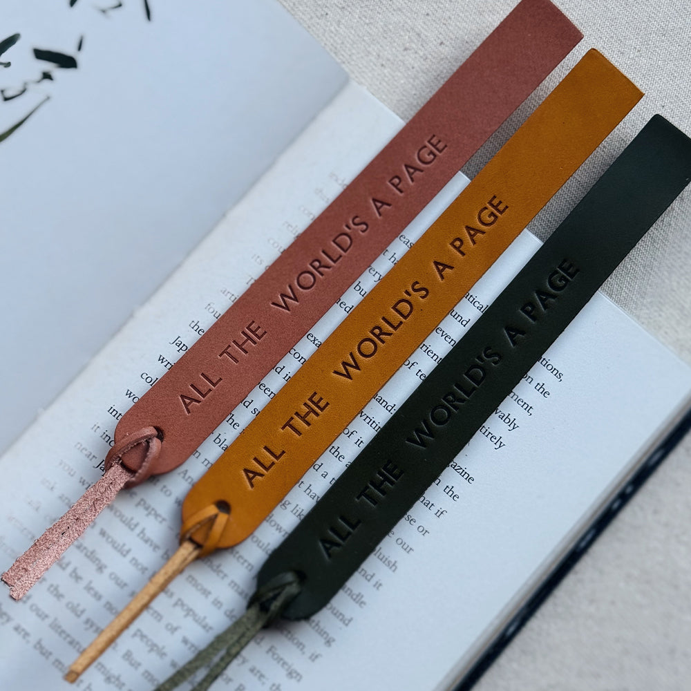 All The World's A Stage Leather Bookmark