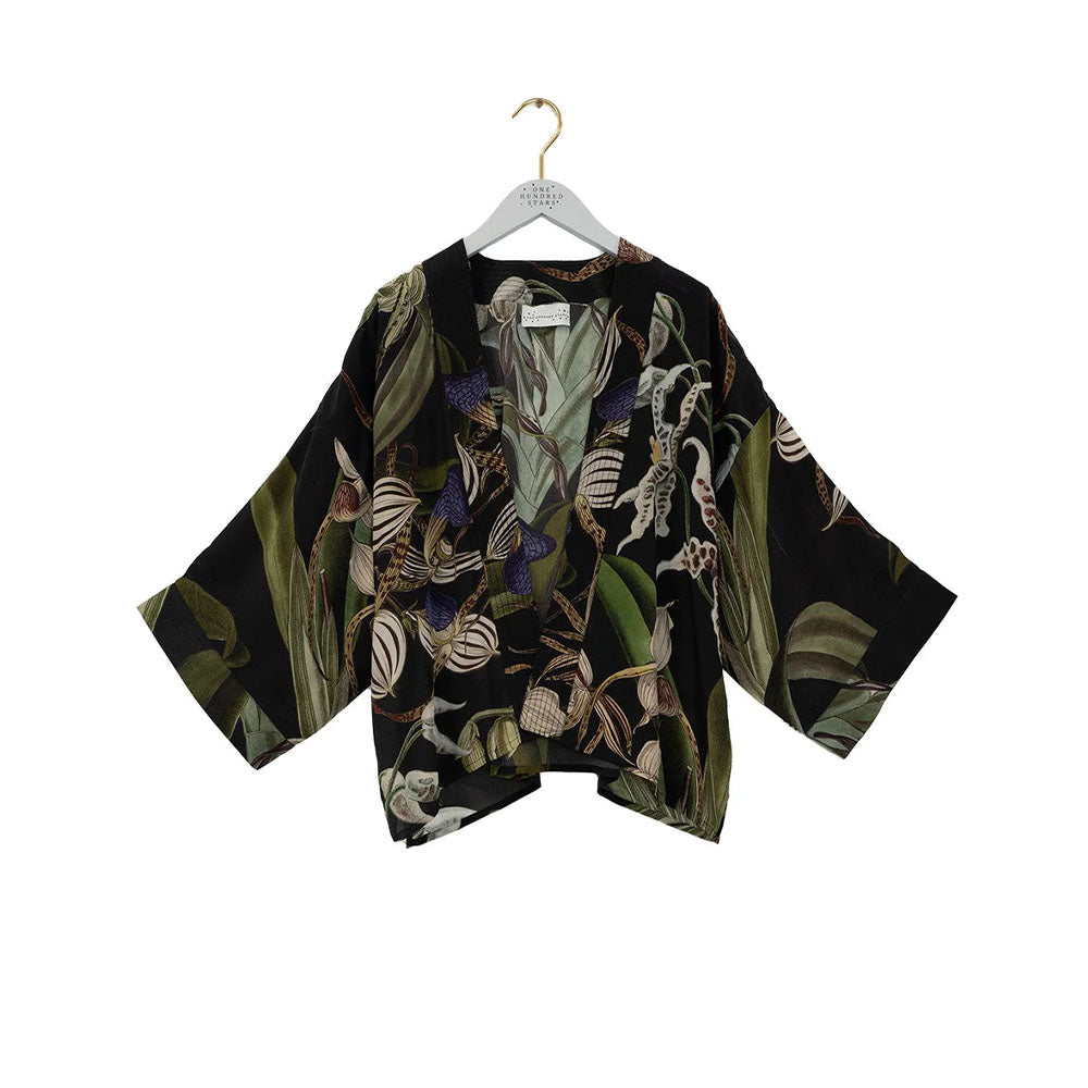Orchid Black Crepe Kimono