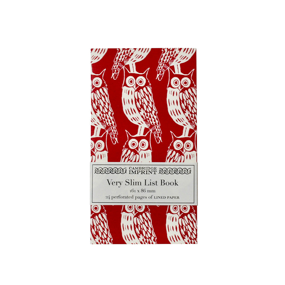 Very Slim List Book - Owls