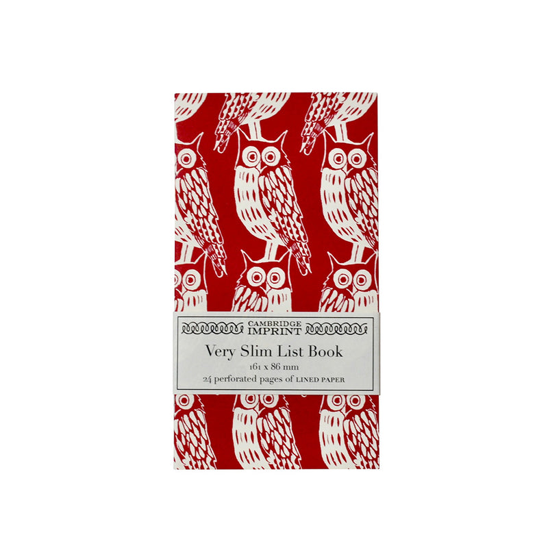 Very Slim List Book - Owls