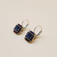 Red and Purple Square Earrings