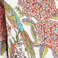 White Peacock Print Reversible Cotton Quilted Jacket