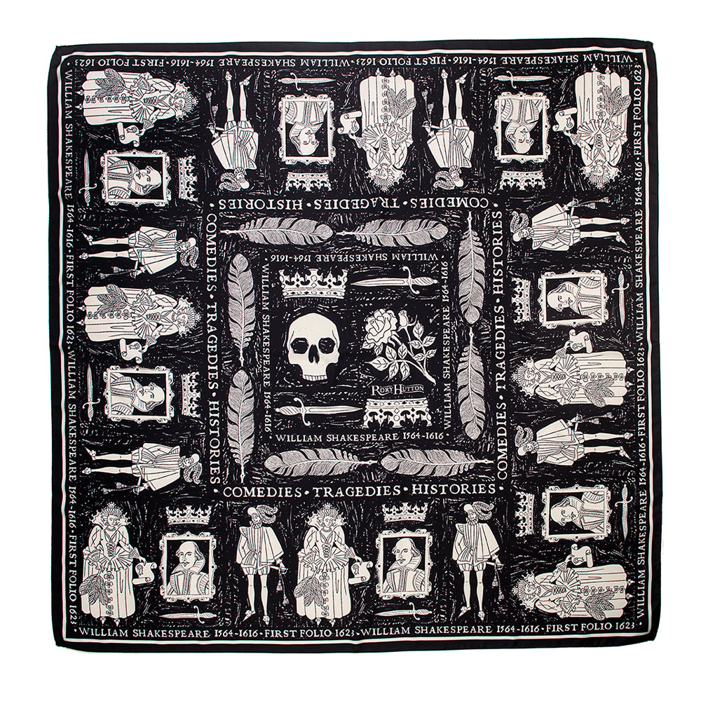 Shakespeare Silk Scarf Black & White