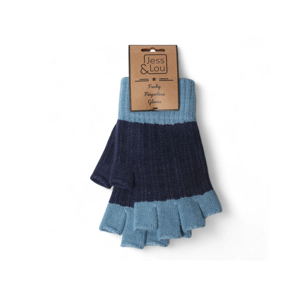 Fingerless Gloves - Blue Two Tone