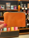 Leather Zip Card Purse - Orange