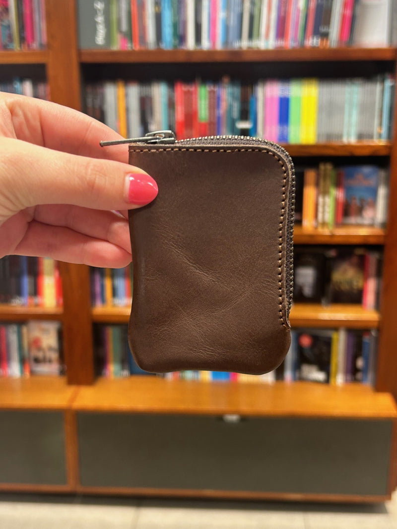 Leather Zip Card Purse - Brown
