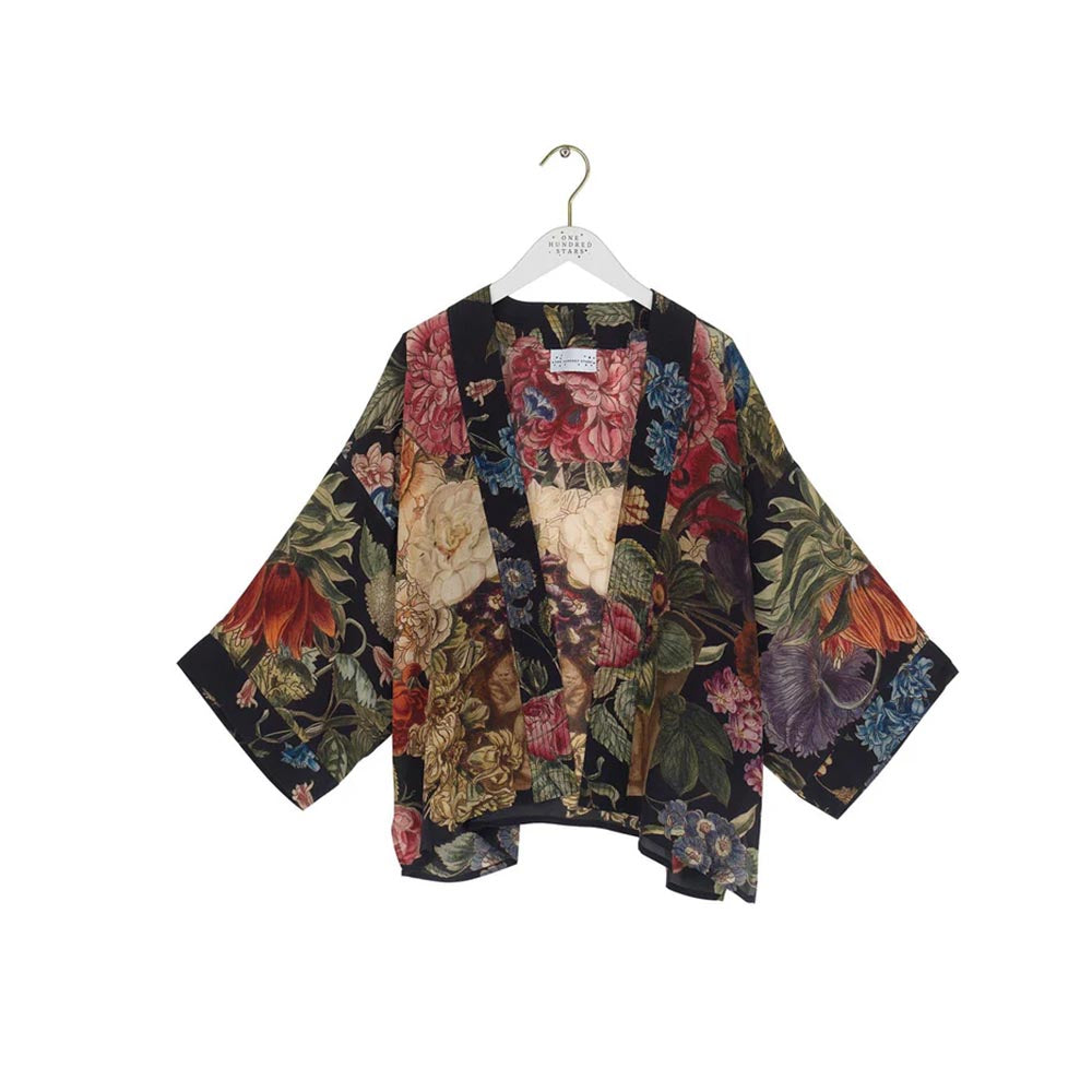 Primula Black Crepe Kimono