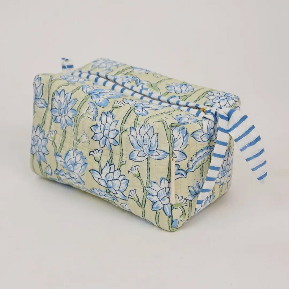 Cotton Toiletry Bag - Lotus Indigo