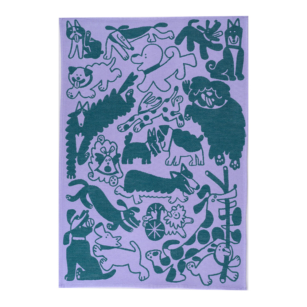 Dogs Day Out Tea Towel - Purple