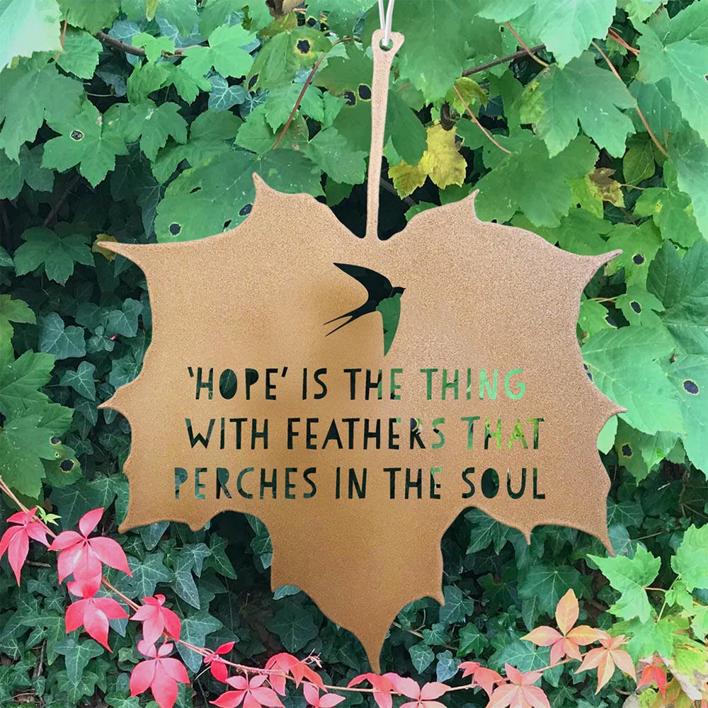 Leaf Quote - Hope is the Thing with Feathers