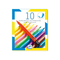 Pack of 10 Felt Tip Brush Pens - Pop Colours