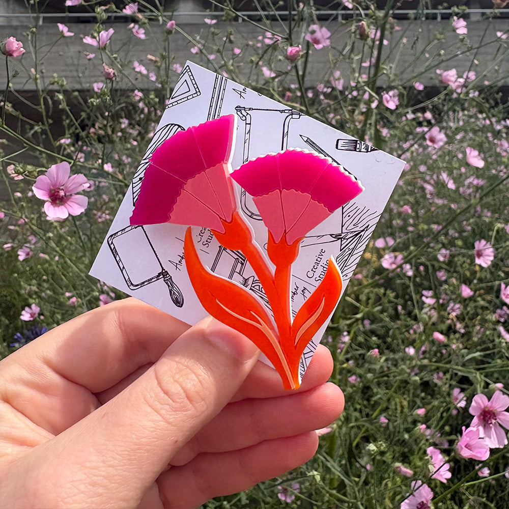 Acrylic Flower with Stem Brooch