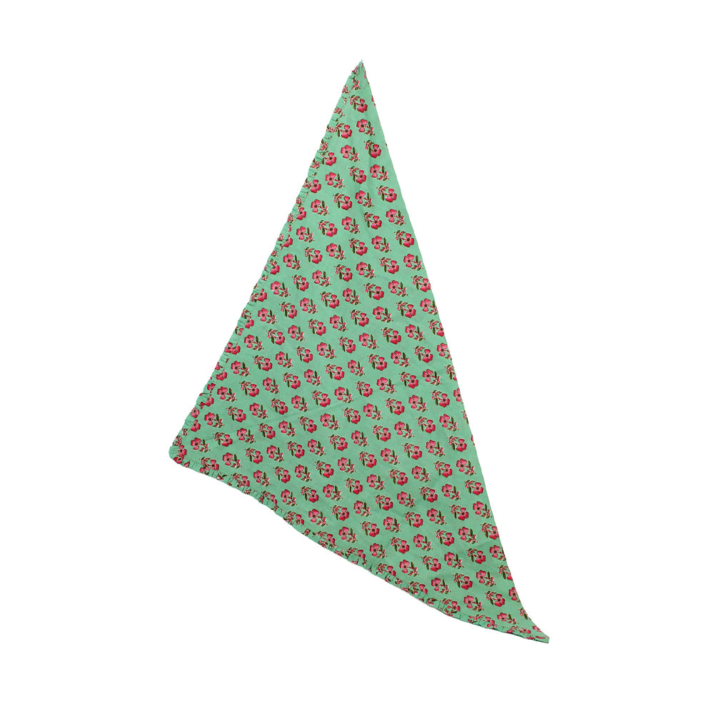 Green Print Frill Scarf