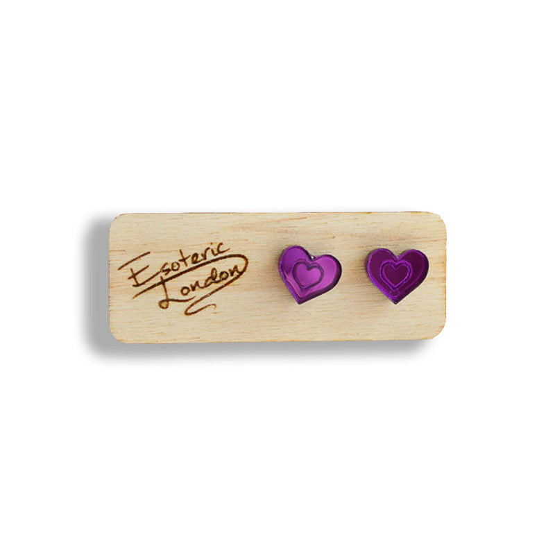 Little Heart Stud Earrings - Purple